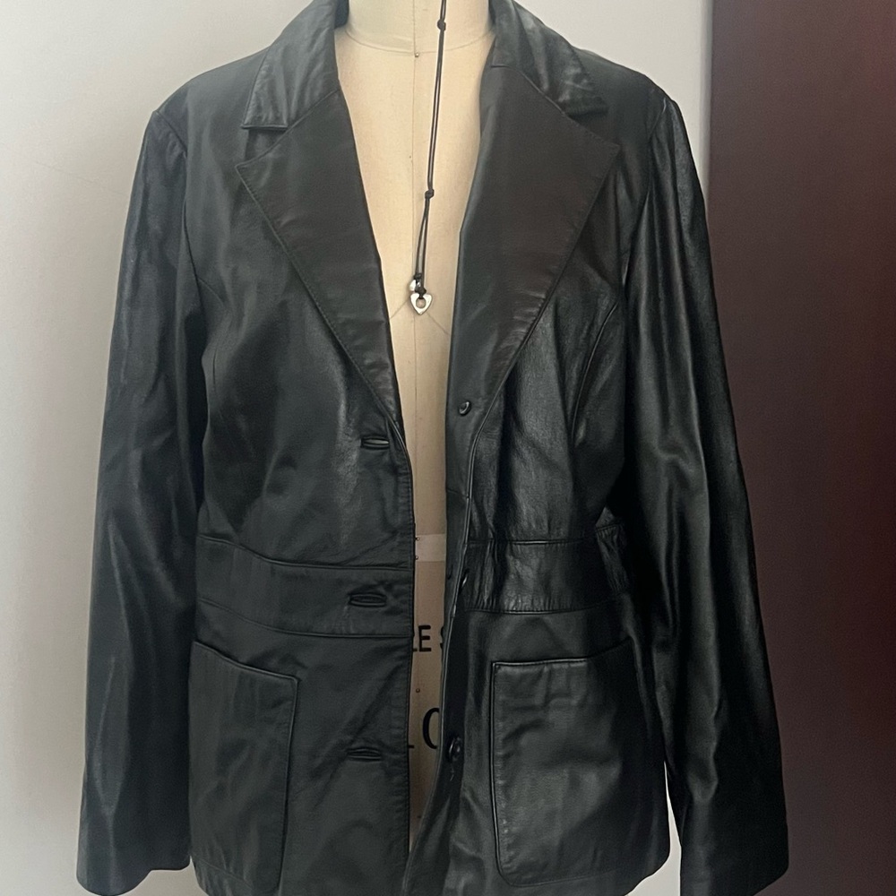 CHARLIE B Black Leather Jacket - Picture 1 of 3